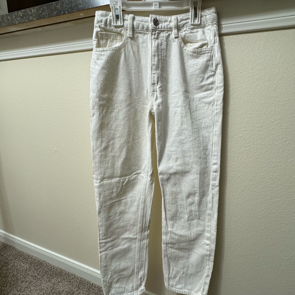 Mango White Straight-Leg Jeans High-Rise